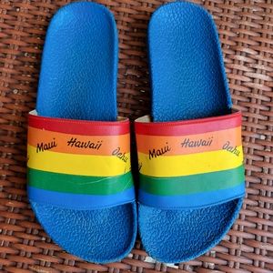 Vtg Hawaiian Flip Flops 1980s - Vintage Hawaii Rainbow Slide Sandals